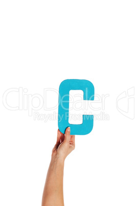 hand holding up the letter C from the bottom