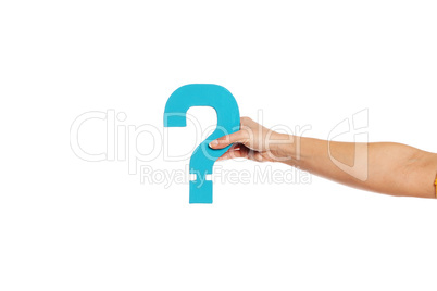 hand holding up a question mark from the right