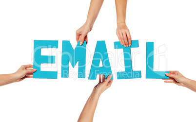 Female hands holding letters EMAIL