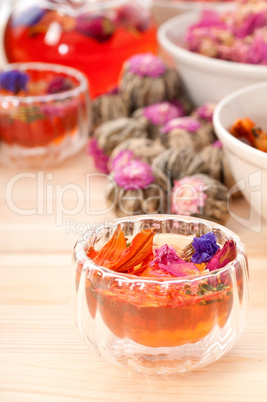 Herbal natural floral tea infusion with dry flowers