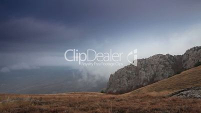 Movement of the clouds on the mountain Demerdji. Alushta, Crimea, Ukraine (TimeLapse)
