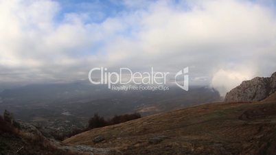 Movement of the clouds on the mountain Demerdji. Alushta, Crimea, Ukraine (TimeLapse)
