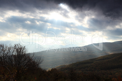 Movement of the clouds on the mountain Demerdji. Alushta, Crimea, Ukraine