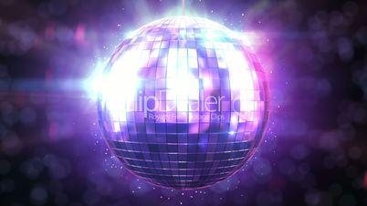 Beautiful Disco Ball Spinning seamless with flares. HD 1080.