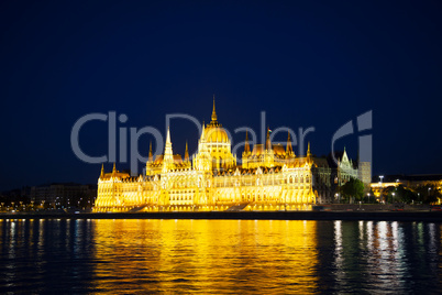 Hungarian House of Parliament in Budapest at the night time