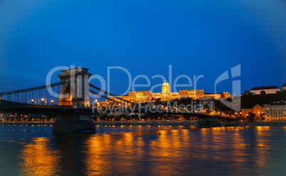 Szechenyi suspension bridge in Budapest, Hungary