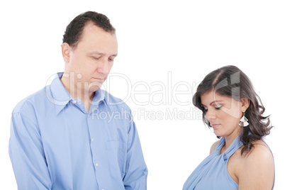 Unhappy couple going through break-up