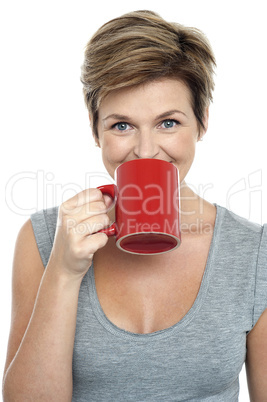 Beautiful woman drinking coffee