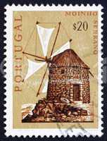 Postage stamp Portugal 1971 Mountain Windmill, Bussaco Hills