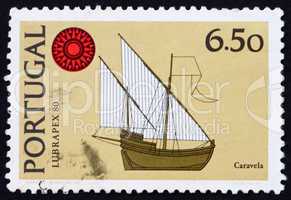 Postage stamp Portugal 1980 Caravel, ship