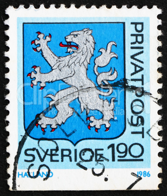 Postage stamp Sweden 1986 Arms of Halland Province