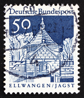 Postage stamp Germany 1967 Castle Gate, Ellwangen, Jagst