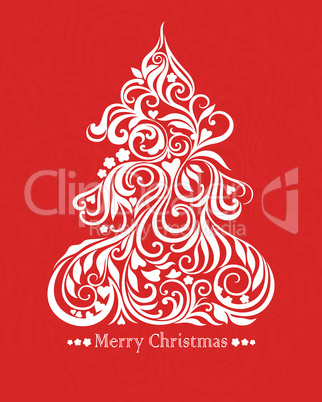 Vector card with christmas tree