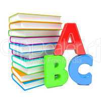 ABC Letters with Group of Books.