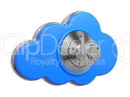 Cloud with Safe Lock. Secure concept. 3D