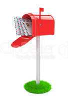 Red Mailbox with Mails