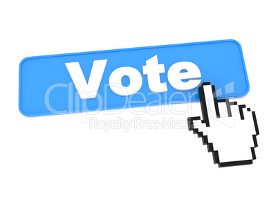 Blue Vote Button or Switch on White Background.