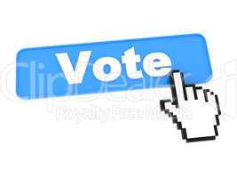 Blue Vote Button or Switch on White Background.