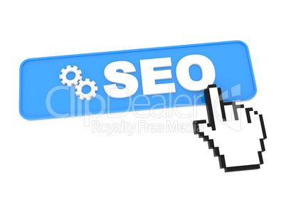 Search Engine Optimization Button and Hand Cursor.