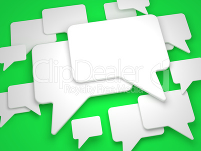 Blank Speech Bubble on Green Background.