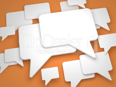 Blank Speech Bubble on Orange Background.