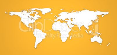 3D World Map on Orange Background.
