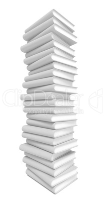 Stack of Blank Books on White Background.