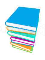 Stack of Colorful Books on White Background.