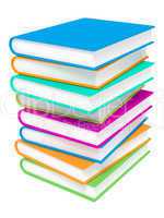Stack of Colorful Books on White Background.