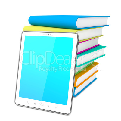 Tablet PC with Books. Education Concept