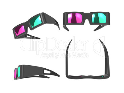 Anaglyph Glasses Over White.