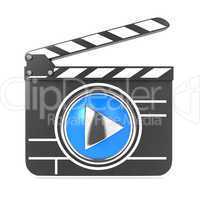Clapboard with Blue Screen. Media Player Concept.