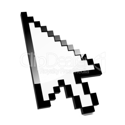 Pixel cursor black clean shiny icon.