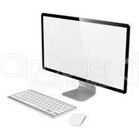 Computer Monitor with Mouse and Keyboard.