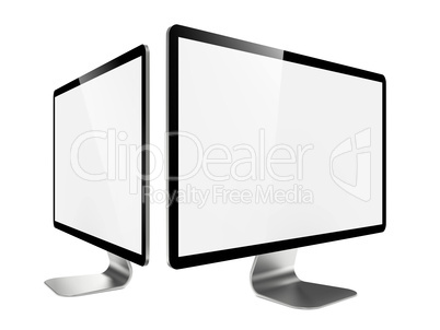 Two Modern Widescreen Lcd Monitor.