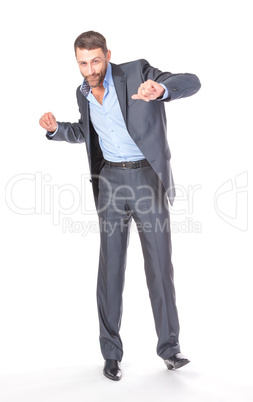 Full length portrait of cheerful business man