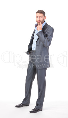 Full length portrait of thoughtful business man