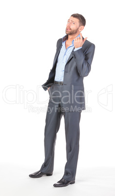 Full length portrait of thoughtful business man