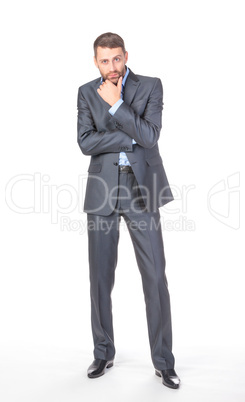 Full length portrait of thoughtful business man