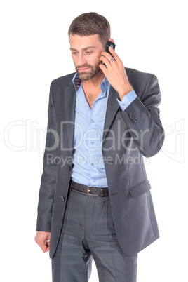 Portrait businessman with mobile phone