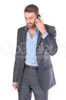 Portrait businessman with mobile phone