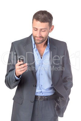 Portrait businessman with mobile phone