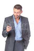 Portrait businessman with mobile phone