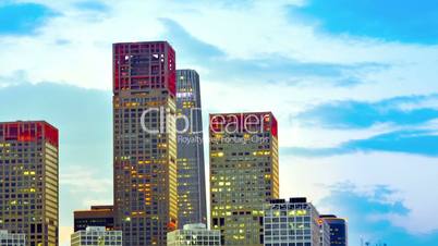 Skyscrapers in Beijing, China. Timelapse