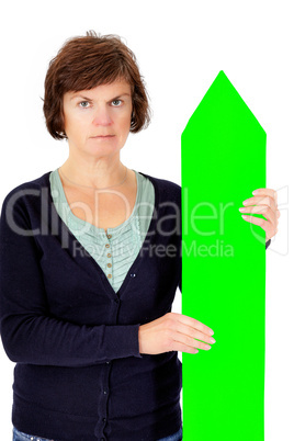 Woman with direction arrow