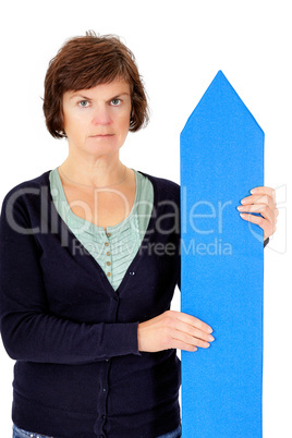 Woman with direction arrow