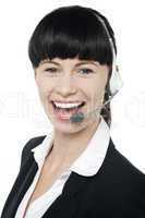 Close up portrait of customer service operator