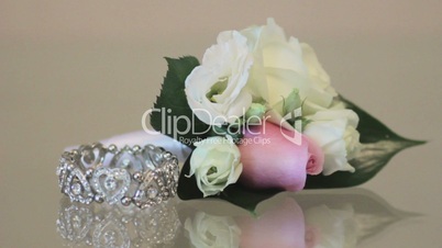 wedding boutonniere on the table