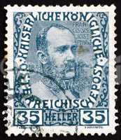 Postage stamp Austria 1908 Franz Josef in middle Age, Emperor of