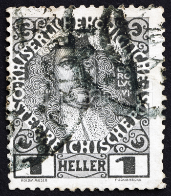 Postage stamp Austria 1908 Karl VI, Emperor of Austria